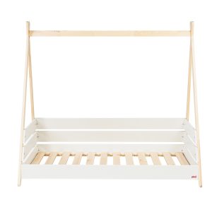 Letto Scout bianco/naturale con barriere - cm 168 x 102 x h 152,50
