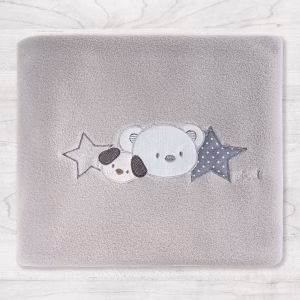 Sonnocaldo Valdo in pile ricamato per culla cm 80 x 100 - Grigio