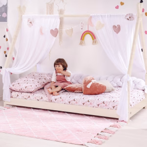 Copertura a modello in voile per letto Junior - Organza bianca