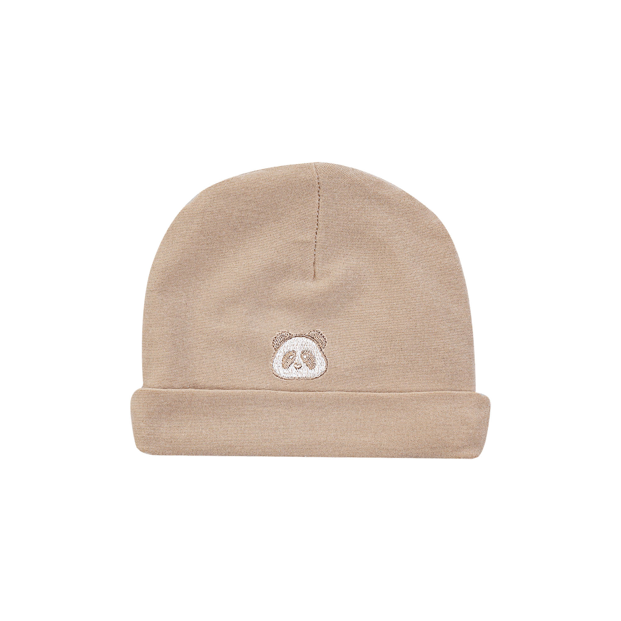 Cappellino nascita ricamato Arcobaleno - Tortora