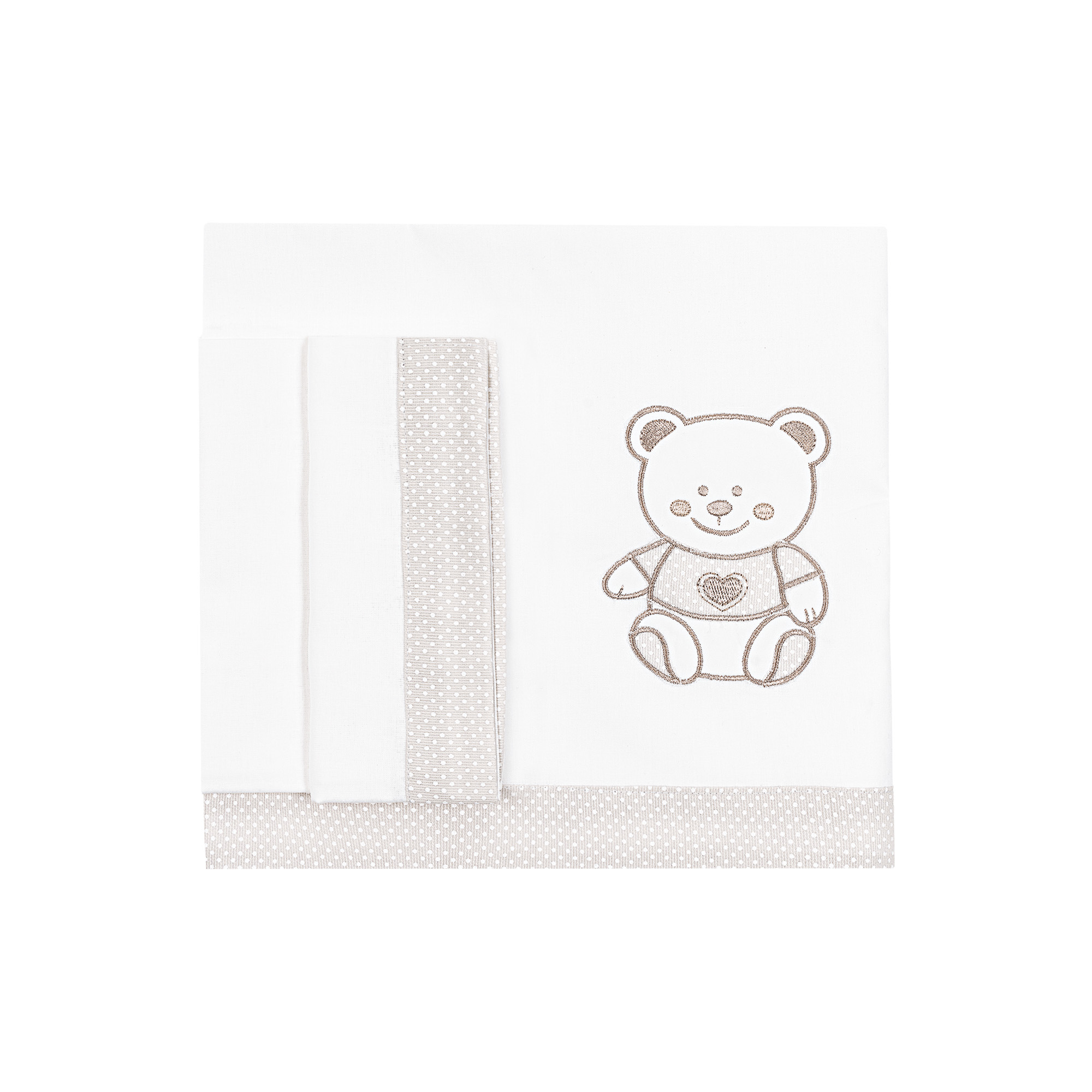 Set lenzuolino letto 3 pezzi pois Nenè - Tortora