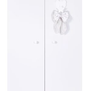 Armadio Bianco con cassetto, pomoli bianchi e decoro Dream