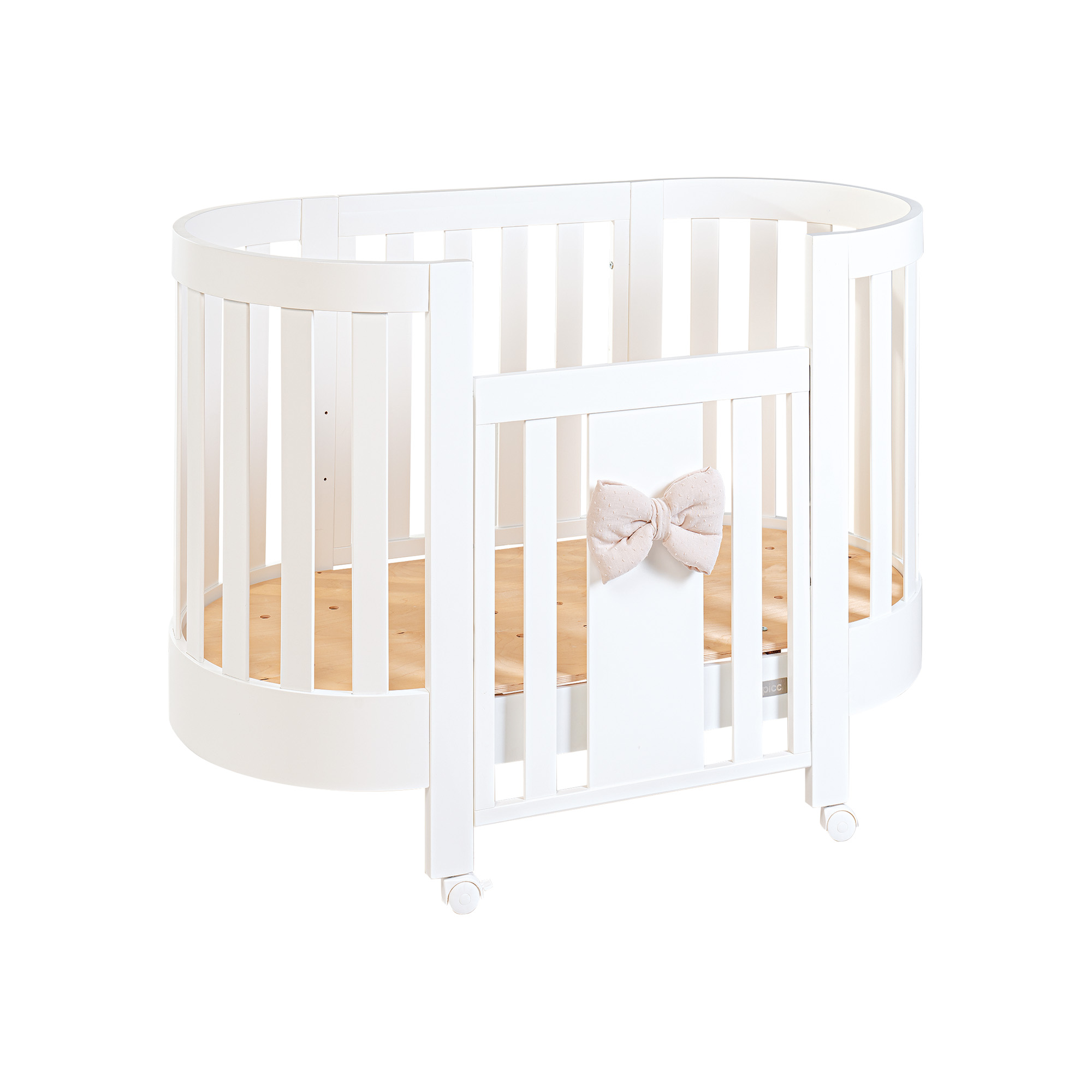 Letto ovale Piuma Rondò completo di materasso e fiocco - Miele