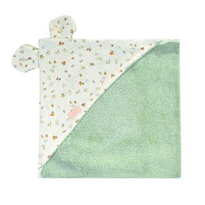 Telo bagno BABY con cappuccio in spugna di bamboo Verde Vintage