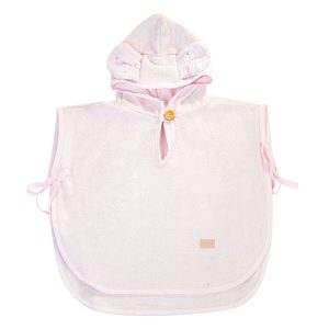 Poncho in spugna bambù Rosa Talco 0-2 anni