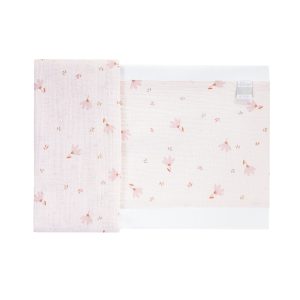 Set 2pz lenzuolo per letto fantasia Fiore Rosa - Lenzuolino cm 110×160 + Federa 60×40