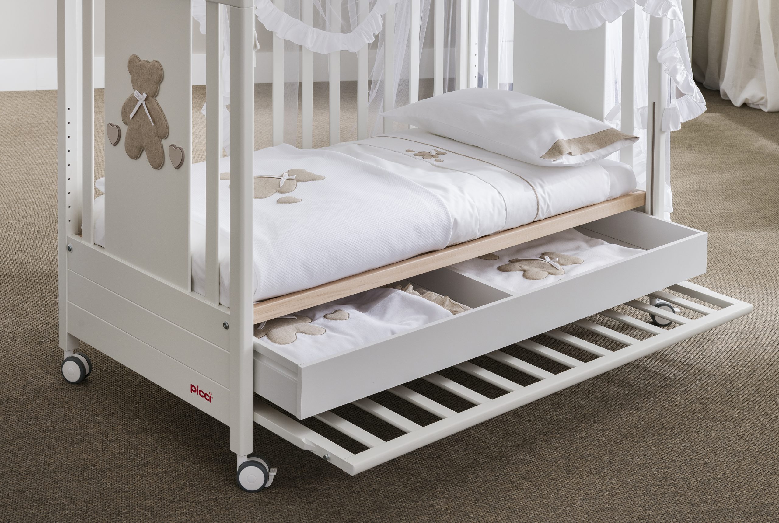 Lettino TEDDY - sponde faggio - cm 130 x 71 x h 107 - immagine 2