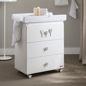 Fasciatoio SOFT - Bianco con maniglie e decoro tortora