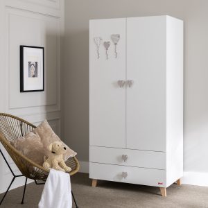 Armadio SOFT - Bianco con maniglie e decoro tortora