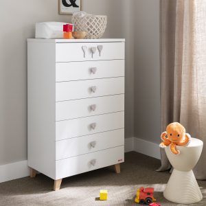 Settimino SOFT Bianco con maniglie e decoro tortora