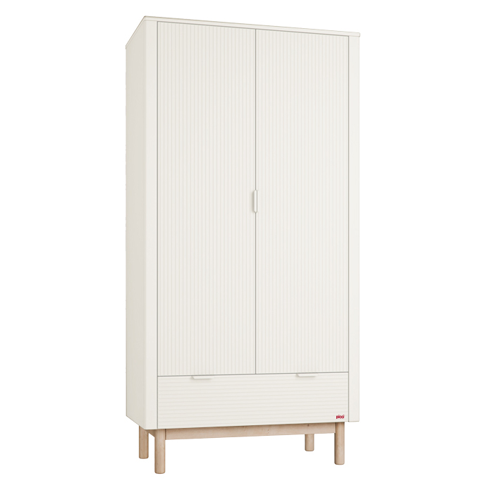 Armadio Demì Bianco con cassetto, 3 ripiani e palo appendiabiti regolabile - cm 100,2 x 52,4 x h 197,8 - immagine 5