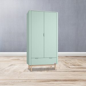 Armadio Demì Salvia con cassetto, 3 ripiani e palo appendiabiti regolabile - cm 100,2 x 52,4 x h 197,8