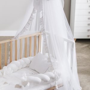 Velo lettino Soft- Bianco con decoro fiocco