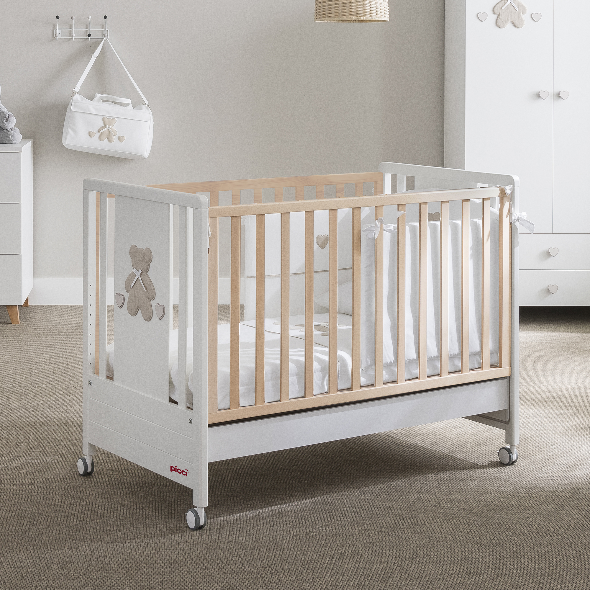 Lettino TEDDY - sponde faggio - cm 130 x 71 x h 107