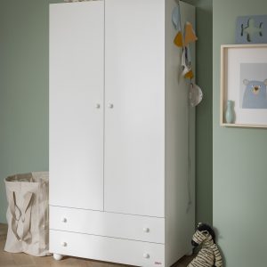 ICE Armadio - Bianco con pomoli tondi champagne