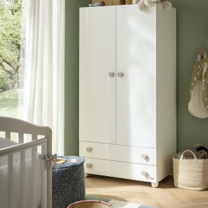 Piccini Armadio 2A - Bianco con pomoli cuore bianco