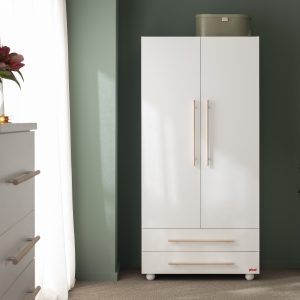 SUNNY Armadio - Bianco con maniglie colore tortora